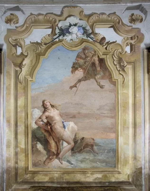 Ruggero sull'ippogrifo libera Angelica dall'orca - Vicenza, Villa Valmarana, detta 'ai Nani'